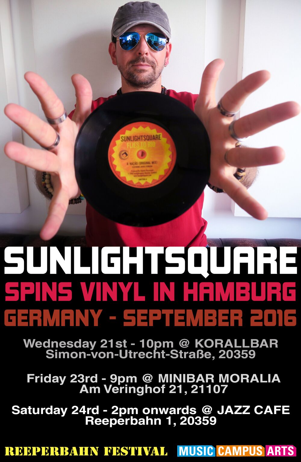 Sunlightsquare spins vinyl, Reeperbahn Festival week, Hamburg, 2016