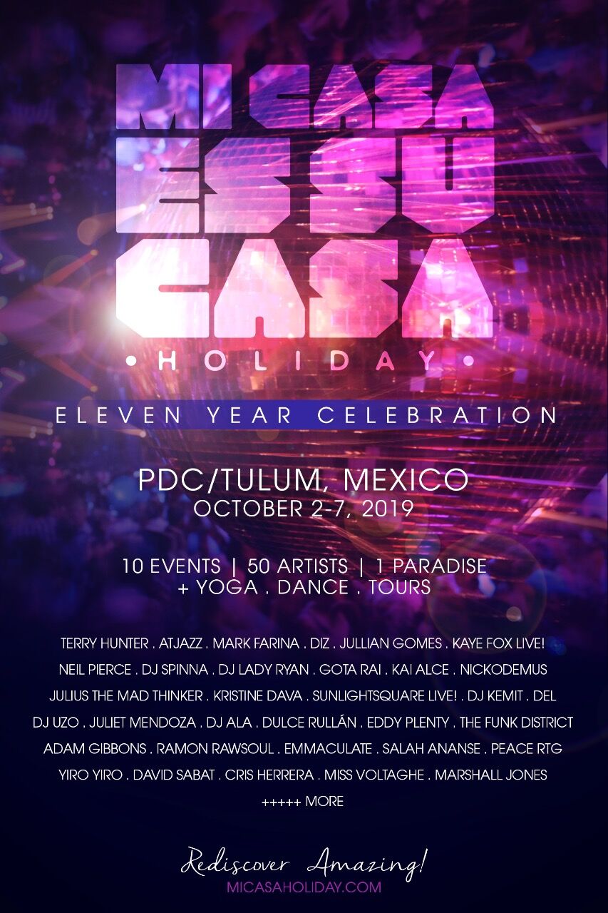 Mi Casa Es Su Casa Holiday 2019 line-up poster, Playa del Carmen and Tulum