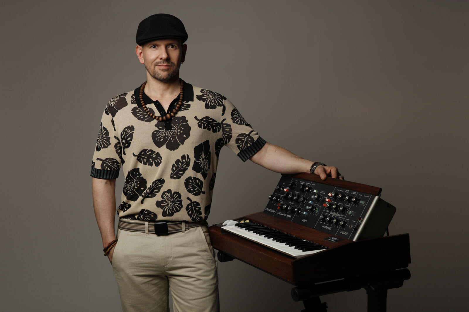 Press portrait in a floral shirt, 2019 (hi-res)