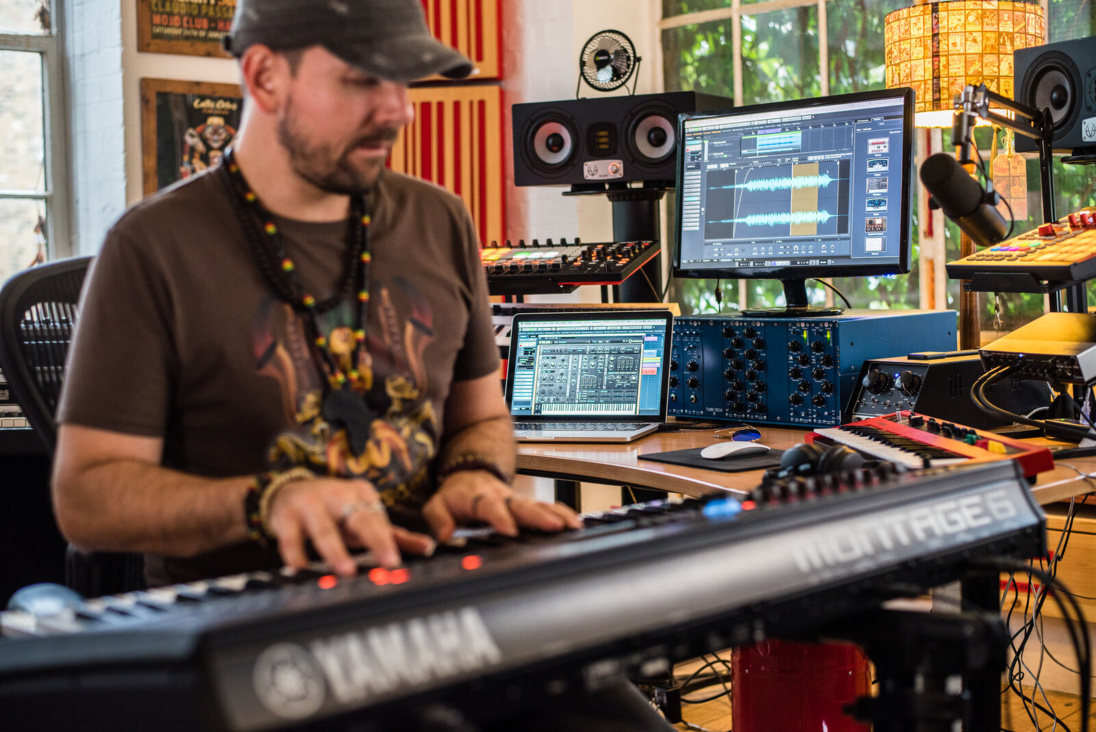 At the Yamaha Montage, 2016 studio session