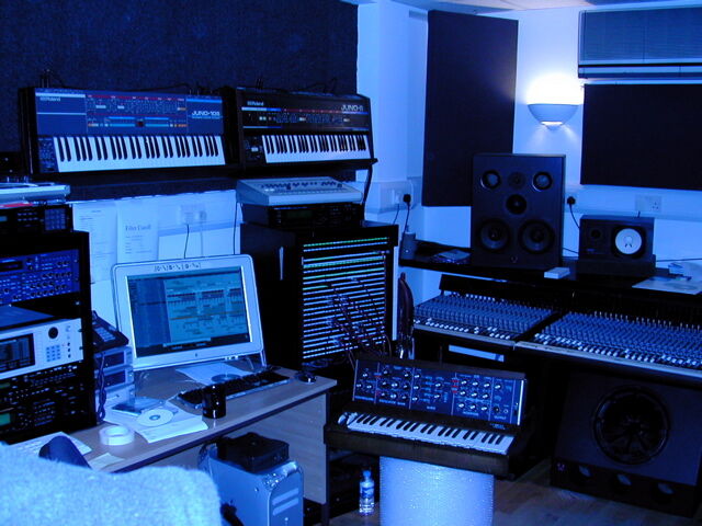 A studio set-up, lit in blue (mid-2000s)