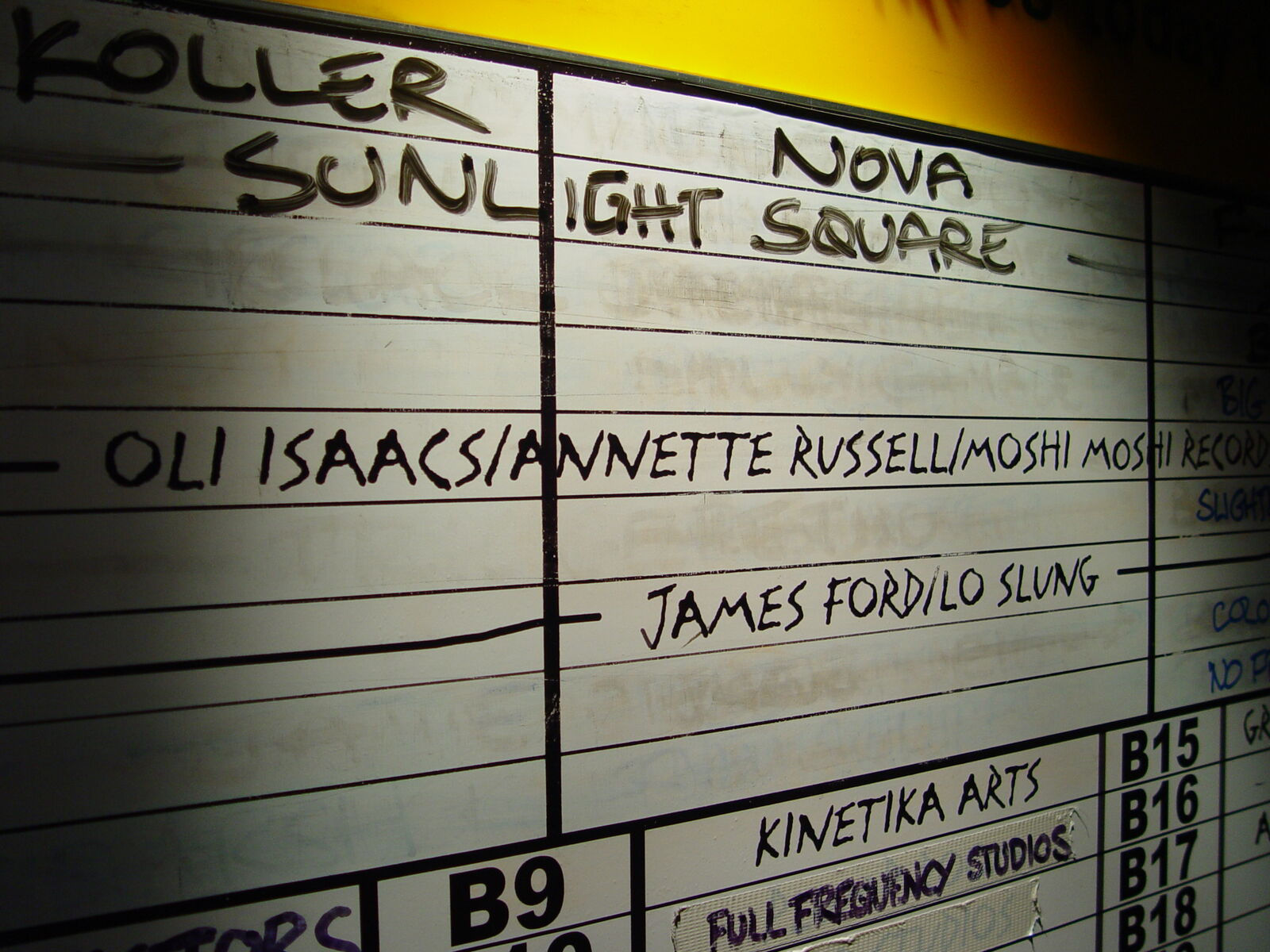 A studio track sheet from the mid-2000s